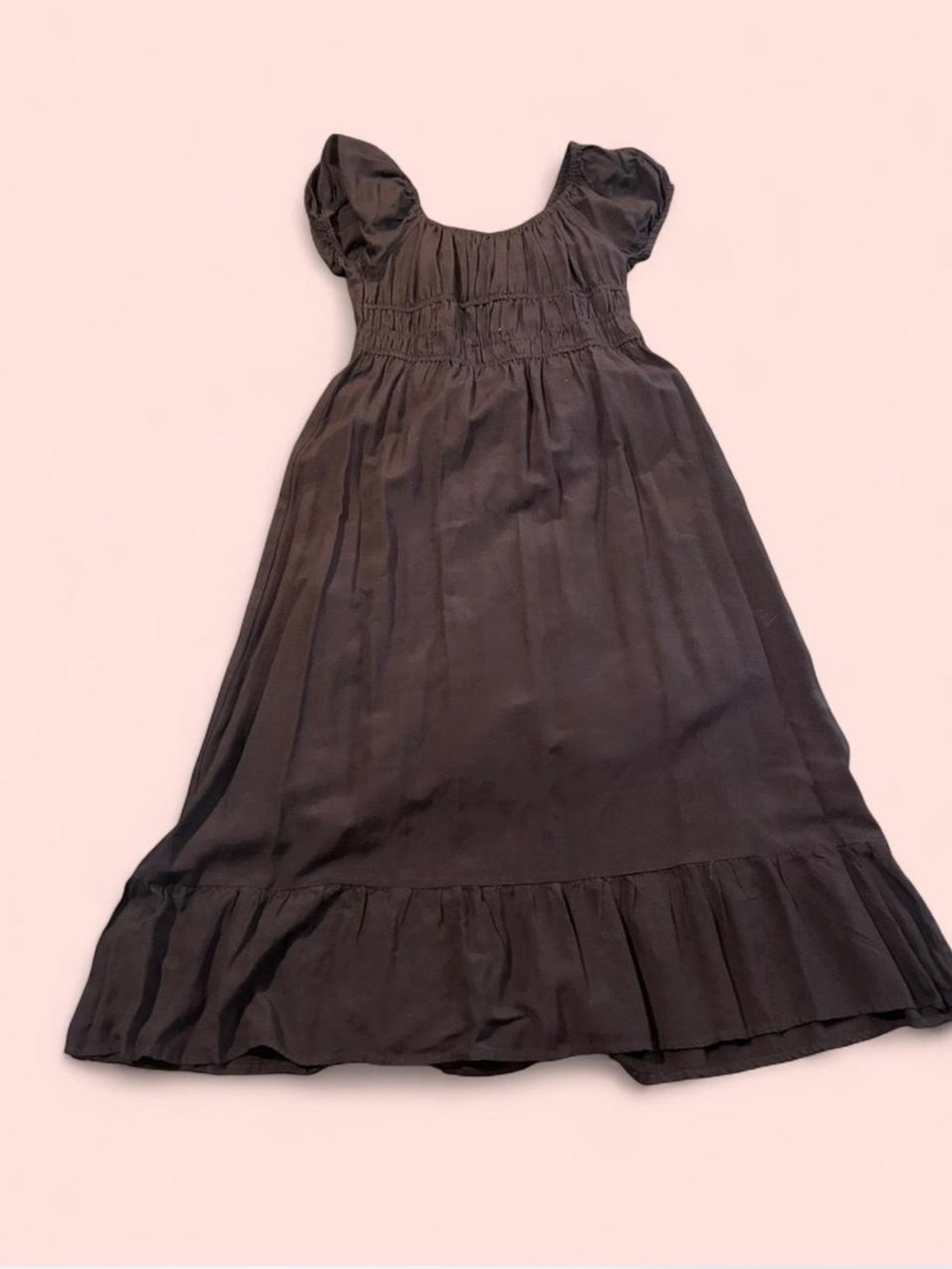 Women’s Brown Puff-Sleeve Maxi Dress